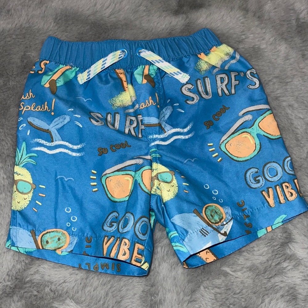 🌈 Carter’s Baby Swim Trunks Sz 18M Shorts GOOD VIBES